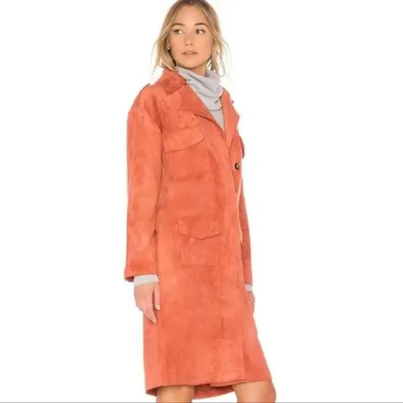Tularosa Vanessa Rust Faux Suede Trench Coat Size M